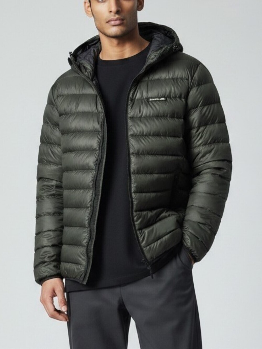 Roots Light Weight Packable Puffer Down Jacket, Dark Green